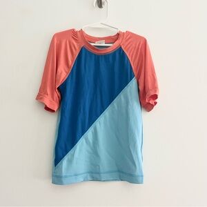 Hanna Andersson Kids Colorblock Rash Guard Blue Salmon Coral Boys Unisex Sz 5